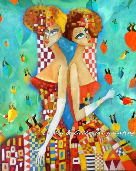 Handpainted Beautiful Twin Girls - DrunkArtist