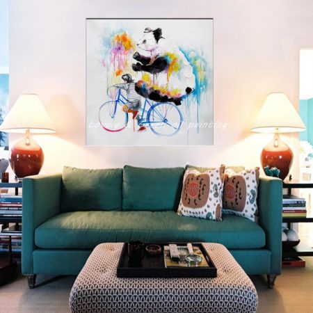 Handpainted Child And Panda - DrunkArtist