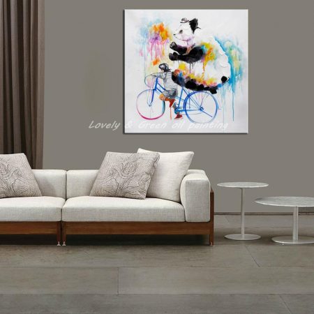 Handpainted Child And Panda - DrunkArtist