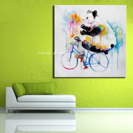 Handpainted Child And Panda - DrunkArtist