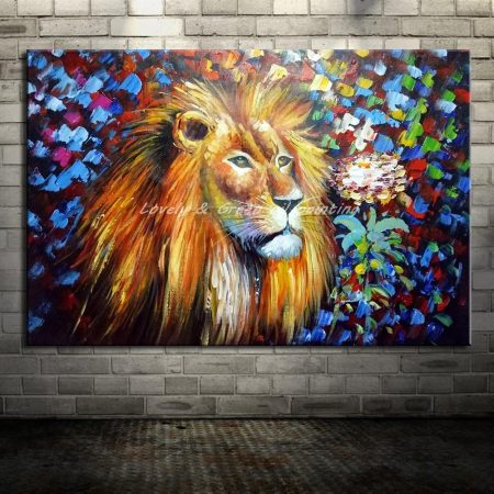 Handpainted Colorful Lion Head - DrunkArtist