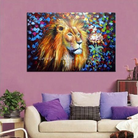Handpainted Colorful Lion Head - DrunkArtist