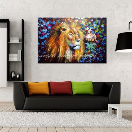 Handpainted Colorful Lion Head - DrunkArtist
