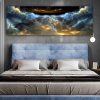 Blue And Yellow Clouds Abstract Canvas Art - DrunkArtist