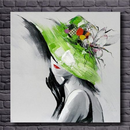 Handmade Stylish Woman With Green Hat - DrunkArtist