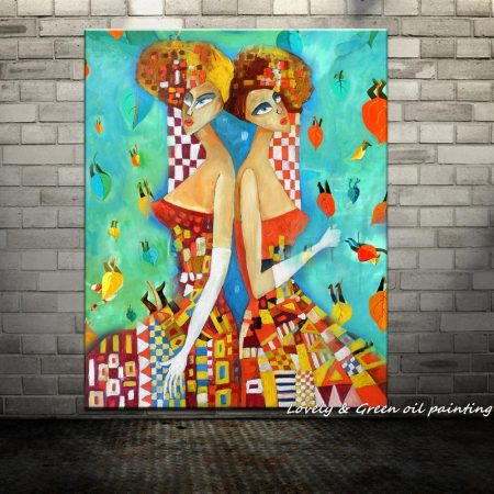 Handpainted Beautiful Twin Girls - DrunkArtist