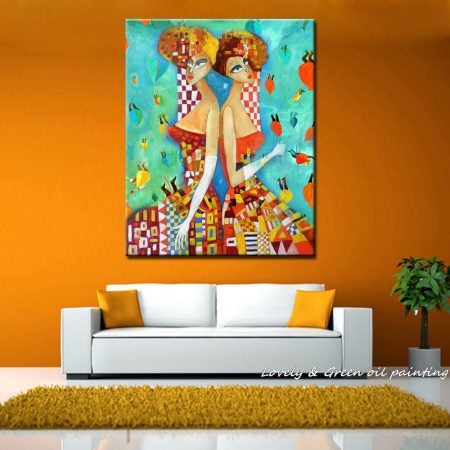 Handpainted Beautiful Twin Girls - DrunkArtist