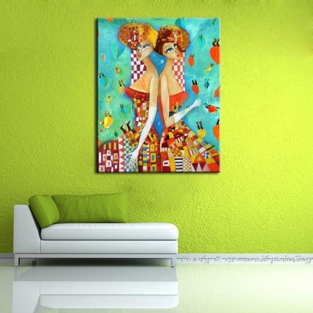 Handpainted Beautiful Twin Girls - DrunkArtist